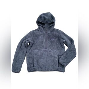 Patagonia Women's Medium Los Gatos Hooded Pullover Sherpa Fleece Smolder Blue